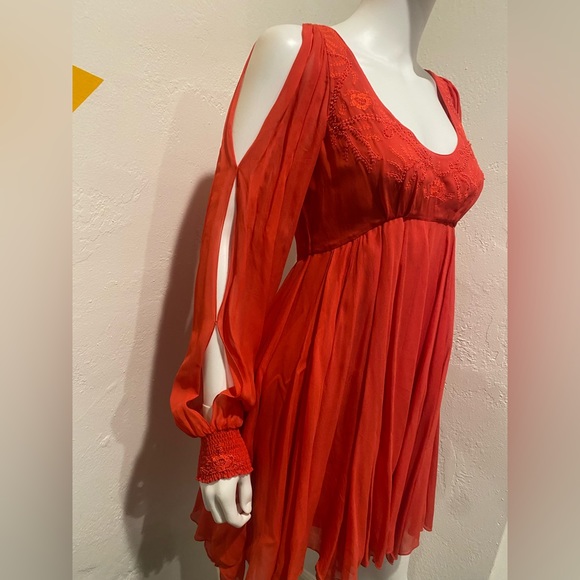 Free people Tatiana red beaded swing dress size 4 - Picture 14 of 17